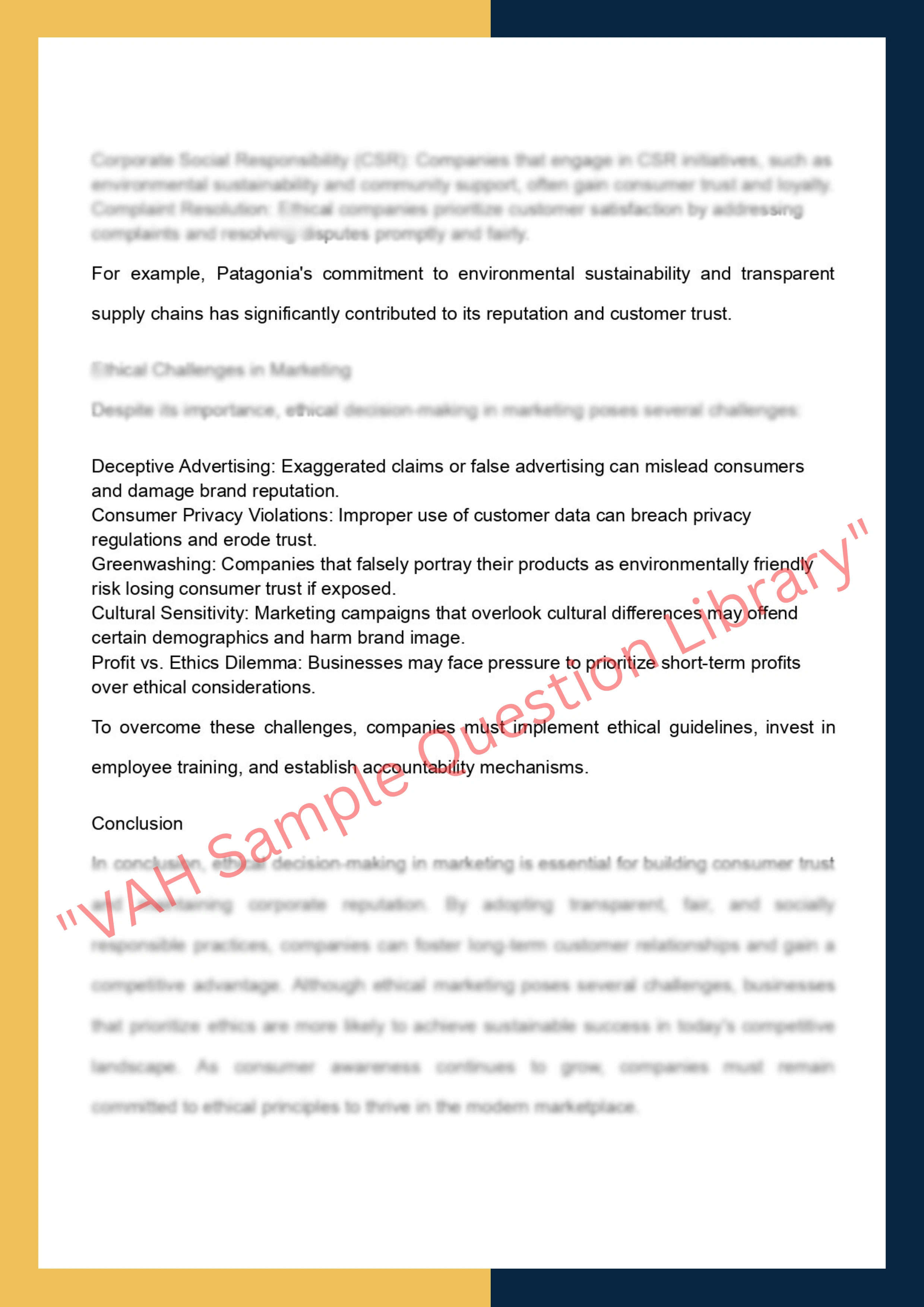 Assignment sample solution of MKTG30012 - Business and Marketing Ethics 2